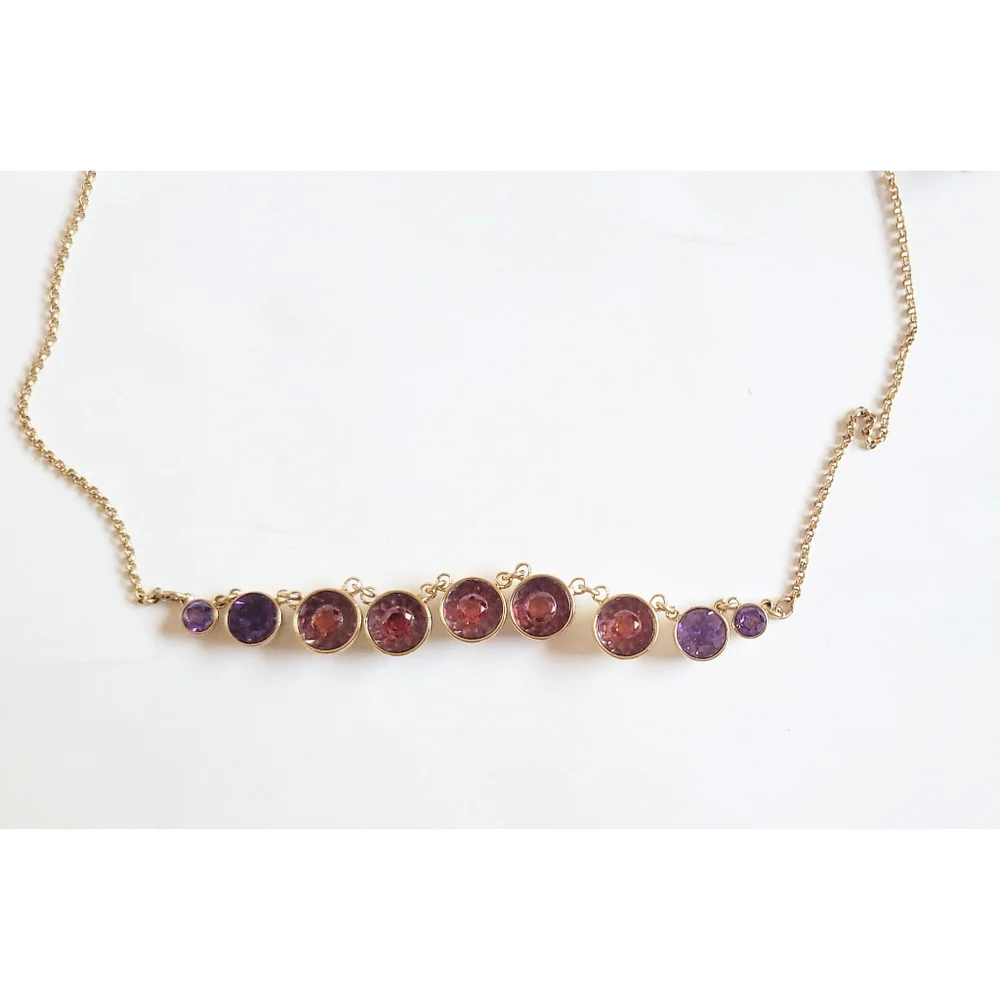New! KATE SPADE Zirconia Stones Reflecting Pool Goldtone Necklace Red Purple